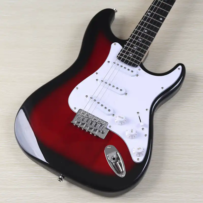 GENERAL TECH SUMBURST-ROJO GUITARRA ELECTRICA CON ESTUCHE (4)