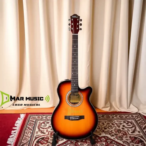 GUITARRA ELECTROACUSTICA VOZS & AUDIO NARANJA FILOS NEGROS