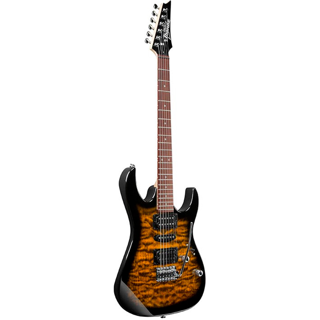 Guitarra Eléctrica Ibanez GRX70QA SB Serie GIO Color Ámbar Sombreado